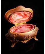 Antique jewelry casket - trinket Box - pink lining -vintage victorian We... - $185.00