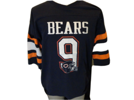 Vtg 80&#39;s Chicago Bears #9 Jim McMahon Blue NFL V Neck Jersey Shirt Fits Adult L - £27.11 GBP