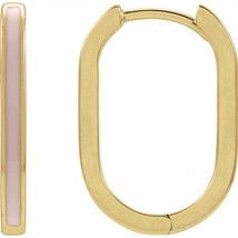 14K Yellow Gold Pink Enamel 11.9 mm Hoop Earrings - £255.79 GBP