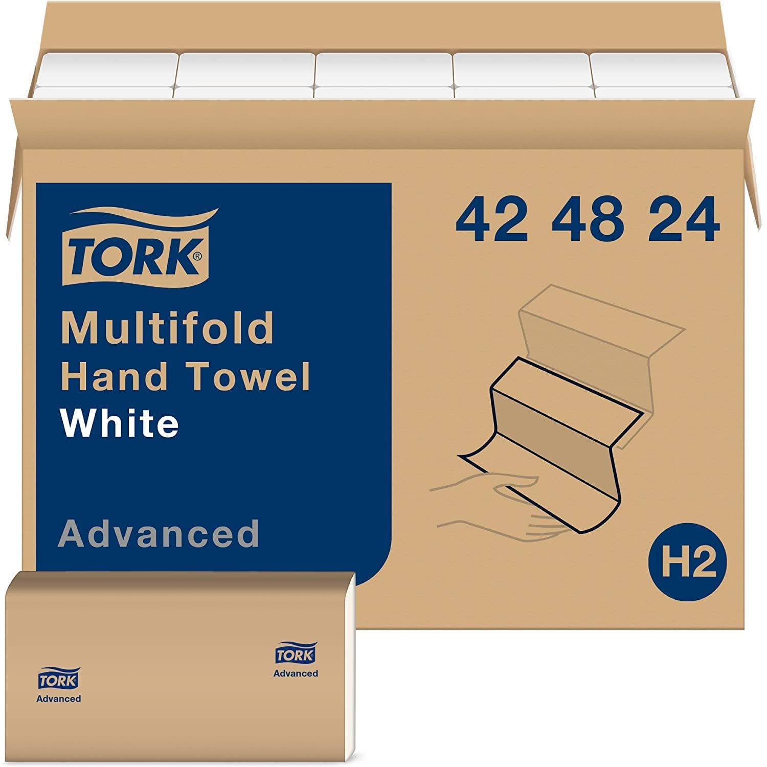 Tork Multifold Hand Towel White, 3-Panel, 250 Towels per Pack, 16 Packs, Fits H2