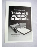 1977 Ad Hartford National Bank Home Equity Loan Think of it as Money in ... - €7,79 EUR