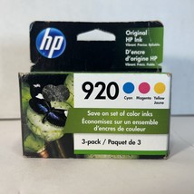 HP 920 Color Ink Cartridge 3 Pack Cyan Magenta Yellow NEW - $7.77