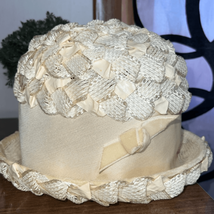 UNIONMADE - Women&#39;s Vintage Elegant Cream Ladies Hat with Beautiful Details 7” - £19.70 GBP