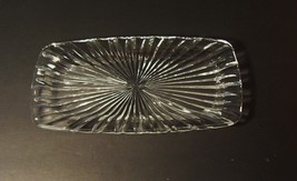 Indiana Glass Bread Plate Relish Tray Clear Glass Ribbed Rectangle MCM - £7.98 GBP