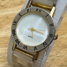 VTG Japan Movt Quartz Watch Women Gold Tone Stretch Mother of Pearl New Battery - £18.74 GBP