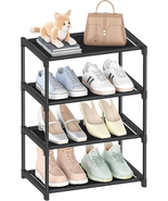 4 Tiers Small Shoe Rack,Narrow Stackable Shoe Shelf Organizer,Sturdy Sho... - $18.91 CAD