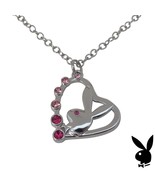 Playboy Necklace Bunny Open Heart Pendant Charm Pink Swarovski Crystals ... - $41.19 CAD