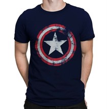 Captain America Distressed Shield Navy T-Shirt Navy - £19.51 GBP