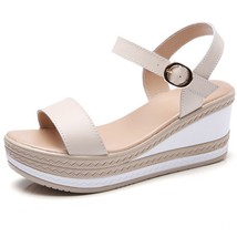 YAERNI Women Flat Platform Sandals Shoes Leather Buckle T Strap Basic Sandals Sh - £38.72 GBP
