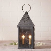 Hospitality Lantern Accent Light in Blackened Punched Tin Country Colonial Lamp - £104.30 GBP