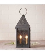 Hospitality Lantern Accent Light in Blackened Punched Tin Country Coloni... - £102.79 GBP