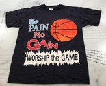 Vintage Basketball T Shirt Mens Large Navy Blue No Pain No Gain Worship ... - £18.42 GBP