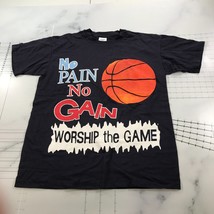 Vintage Basketball T Shirt Mens Large Navy Blue No Pain No Gain Worship ... - $23.12