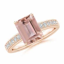 ANGARA Octagonal Morganite Cocktail Ring with Diamonds for Women in 14K Gold - £1,953.18 GBP