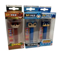 Retro Game Character Pop Figurines Lot Of 3 Mega Man Crash Sonic Candy Dispenser - £15.62 GBP
