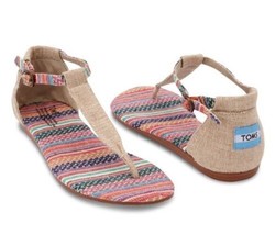 Women&#39;s TOMS Playa Tribal Multi Woven Canvas Flat Thong T Strap Sandals Sz 10 - £19.82 GBP