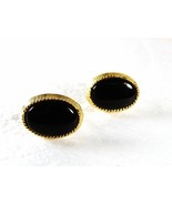 Goldtone &amp; Black Very Dressy Cufflinks Made In U.S.A. 31916 - £19.75 GBP