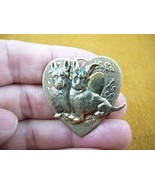 (#B-DOG-301)  Scottish terrier two dogs pin brass HEART brooch Scottie dog - $315.40 MXN