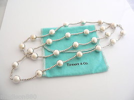 Tiffany &amp; Co Silver Ball Bead Necklace Pendant 37 In Chain Rare Gift Pouch Love - £987.11 GBP