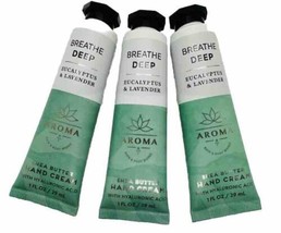 3 Bath &amp; Body Works BREATHE DEEP Aroma Eucalyptus Lavender Hand Cream Lotion 1oz - £18.14 GBP
