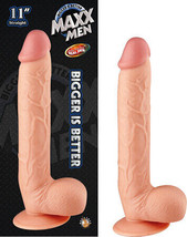 Maxx Men 11in. Real Skin Straight Dong With Balls &amp; Suction Cup (Ivory) - $65.59