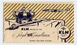 KLM Royal Constellation Bon Voyage 1950&#39;s Ticket Envelope Royal Dutch Ai... - £38.45 GBP