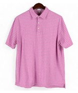 Peter Millar Crown Soft Wickford Polo Shirt Mens Large Pink w/Gray Stripes - $32.06