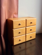 Antique Wooden Cabinet, Vintage miniature pine six drawer chest, Wood organiser - £143.85 GBP