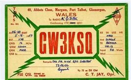 GW3KSQ QSL Card Port Talbot Glamorgan Wales 1957 - $10.89