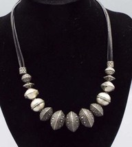 Chico&#39;s Southwest Tribal Antique Silvertone Metal Beads Short Necklace - £11.10 GBP