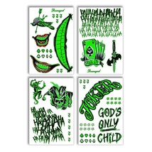 4 Sheets Halloween Joker Temporary Tattoos for Men Glow In Dark Halloween Decora - £14.32 GBP