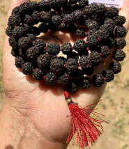 Natural 5 Mukhi Rudraksha Black Rudraksh Mala Rosary 108+1 Prayer Beads - £15.52 GBP
