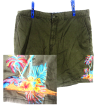 American Rag mens casual shorts embroidered palm tree tropical olive drab sz 40W - £19.77 GBP