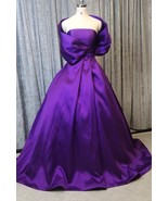 Off The Shoulder Portrait  Wraps Korean Satin  Purple Evening Dresses Lu... - $188.00
