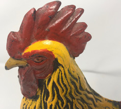 Vintage Large Rooster Hand Painted Cast Iron Folk Art Door Stop, Rustic ... - $150.00
