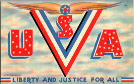 Vtg Postcard &quot;Liberty and Justice for All &quot;  Victory Series WWII Patriotic c1941 - £6.89 GBP
