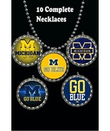 Michigan WOLVERINES Bottle Cap Necklaces party favors lot of 10 sports f... - £11.50 GBP