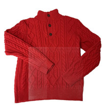 Gap Kids Boys Cable Knit 3/4 Button Pullover Red Sweater Sz XXL (14-16) ... - $12.88