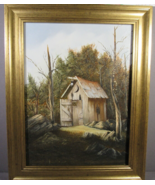 Original Oil Painting Canvas 9 x 12 &quot; OUTHOUSE&quot; Framed Artist Signed Pat... - £39.20 GBP