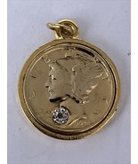 1944 Mercury Silver Dime Gold Plated Pendant No Necklace FREE SHIPPING - $17.77