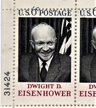 U S Stamp, Dwight D. Eisenhower 6 Cents Plate Block (Error) 1969 - £6.32 GBP