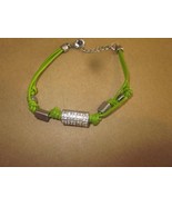 Lia Sophia Green Leather And Silver Crystal Bracelet Adjustable Comrade New - £7.81 GBP