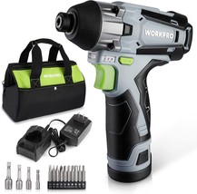 WORKPRO Cordless Impact Driver Kit 1/4Hex Electric w/12V2.0Ah Lithiumion... - £60.03 GBP
