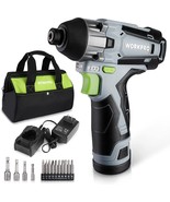WORKPRO Cordless Impact Driver Kit 1/4Hex Electric w/12V2.0Ah Lithiumion... - £60.21 GBP