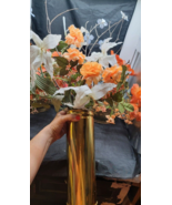 Vintage  Polished Solid Brass Planter  Vase cylinder 12 x 4 flowers is 36&quot; - $415.71 MXN