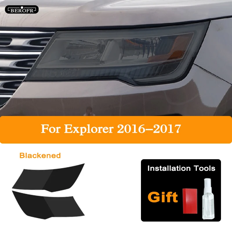 2Pcs For  Explorer 2016 2017 Car Headlight Protection Tint Film Smoke Front Ligh - £124.94 GBP