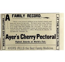 Ayers Cherry Pectoral Medicine 1894 Advertisement Victorian Worlds Fair ... - $13.96 CAD