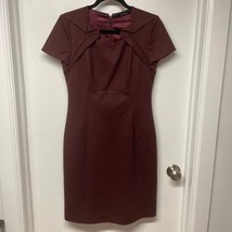 Elie Tahari Womens Merlot Red Sheath Dress Size 6 Small Stretch Wool Blend - $44.55