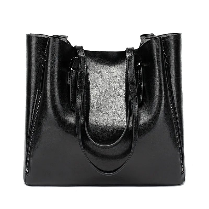 Fashion Luxury Handbag Women Large Bucket Tote Bag Female Lady Oil Leath... - $49.71