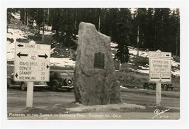 Markers at Summit of Berthoud Pass Real Photo Postcard Highway 40 Colorado  - £7.91 GBP